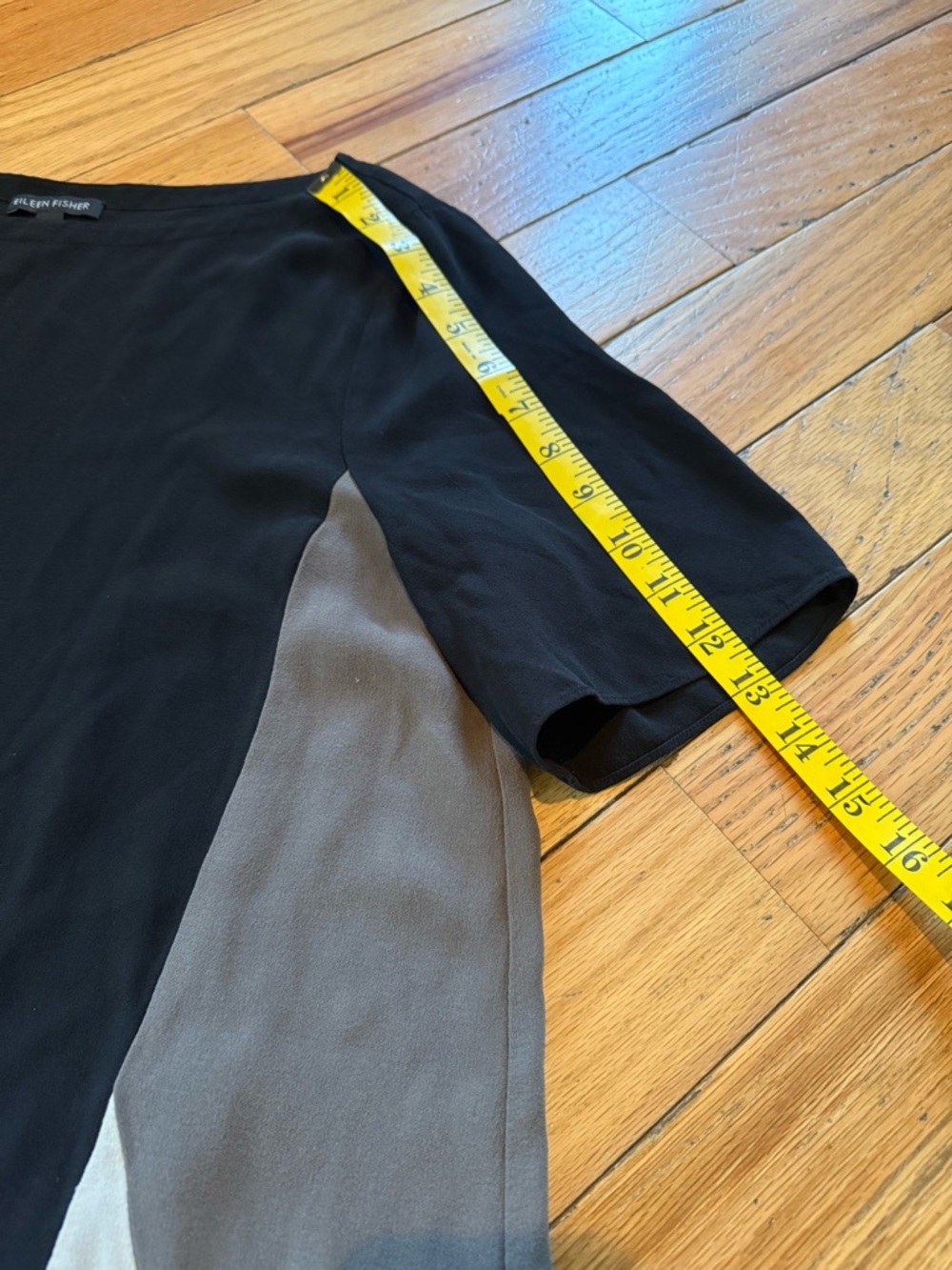 Eileen Fisher Silk Dress Georgette Crepe Shift Colorblock Lagenlook Women’s Sz M - Picture 11 of 13